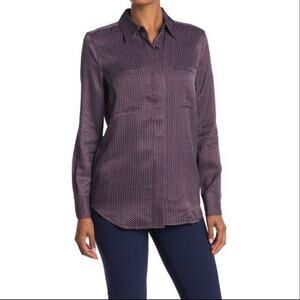 Equipment Austine Geo Print Maroon Long Sleeve‎ Top